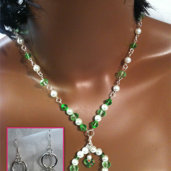 Gone with Green Necklace and Earring Set greenandwhite.jpg